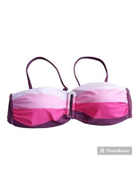 Pink and Burgundy Striped Bikini Top - Size Small for Stylish Summer Adventures